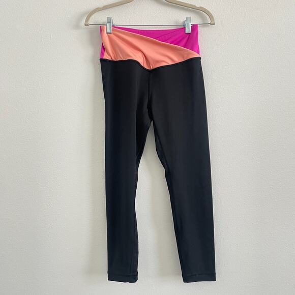 Victoria's Secret Leggings Women 8 On Point Live Cross Over Ankle Black Pink Gym - Picture 1 of 12
